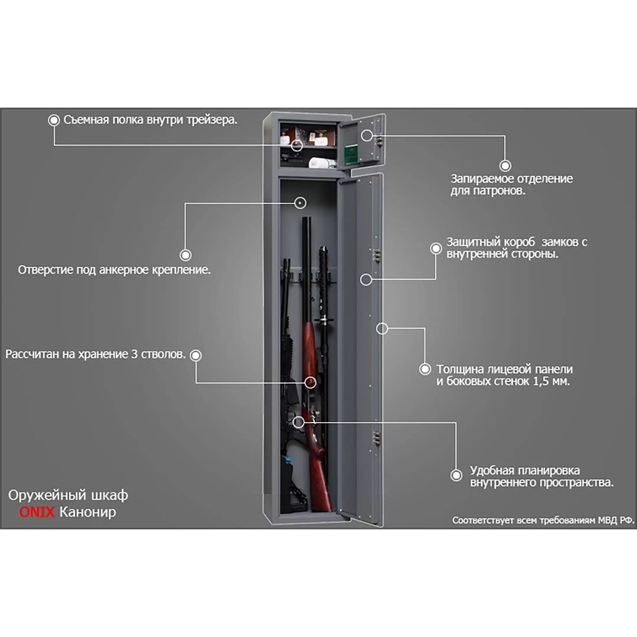 Шкаф оружейный ONIX Канонир MEs